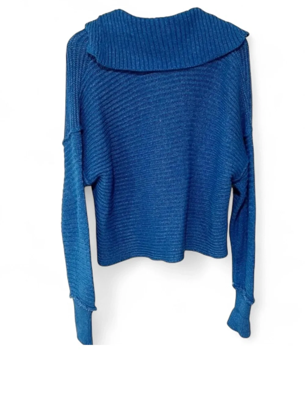🦋Free People‎ Oversized Small Marley collared V-neck Blue sweater MSRP $128
